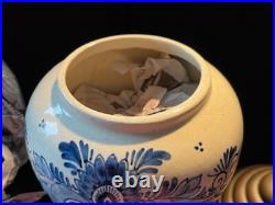 Antique Delft Tabacco Jar, handpainted, marked bottom