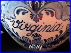 Antique Delft Tabacco Jar, handpainted, marked bottom