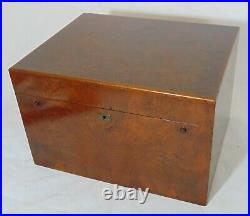 Antique Dunhill London Solid Burl Walnut Copper Lined Humidor Cigar Tobacco Box