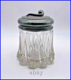 Antique EAPG Glass PIPE Tobacco HUMIDOR Cigar Victorian Jar Silver Plate Beaded