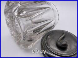 Antique EAPG Glass PIPE Tobacco HUMIDOR Cigar Victorian Jar Silver Plate Beaded