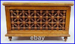 Antique ENGLISH 20th C Carved WOOD STICK & BALL JEWELRY BOX w. Liner HUMIDOR