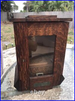 Antique Early 1900's Ancient Order Of Foresters Oak Smoking Pipe Tobacco Cabinet