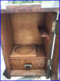 Antique Early 1900's Ancient Order Of Foresters Oak Smoking Pipe Tobacco Cabinet