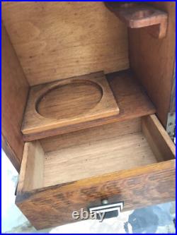 Antique Early 1900's Ancient Order Of Foresters Oak Smoking Pipe Tobacco Cabinet
