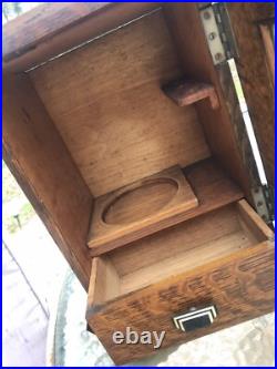 Antique Early 1900's Ancient Order Of Foresters Oak Smoking Pipe Tobacco Cabinet