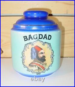 Antique Early 1900's Ceramic Bagdad Tobacco Advertising Humidor Exceptional