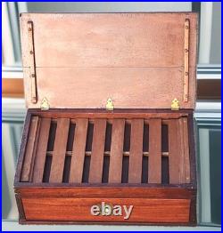 Antique Early Humidor Cigar Moisitining Box Drawer Top Cedar Tray Brass Knob Antique Early Humidor Cigar Moisitining Box Drawer Top Cedar Tray Brass Knob