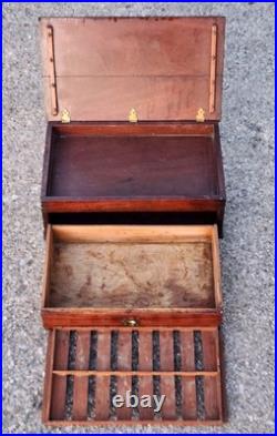 Antique Early Humidor Cigar Moisitining Box Drawer Top Cedar Tray Brass Knob Antique Early Humidor Cigar Moisitining Box Drawer Top Cedar Tray Brass Knob