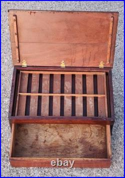 Antique Early Humidor Cigar Moisitining Box Drawer Top Cedar Tray Brass Knob Antique Early Humidor Cigar Moisitining Box Drawer Top Cedar Tray Brass Knob