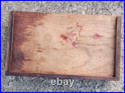 Antique Early Humidor Cigar Moisitining Box Drawer Top Cedar Tray Brass Knob Antique Early Humidor Cigar Moisitining Box Drawer Top Cedar Tray Brass Knob