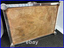 Antique Edwardian Silver-plate Tobacco Humidor Case Cigarette Cigar Box Art Deco