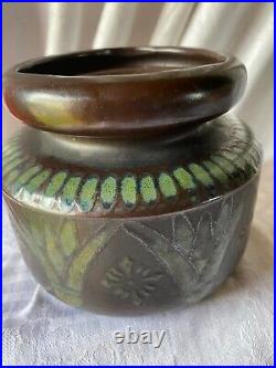 Antique England Ceramic Humidor Stoneware with Art Deco like designs