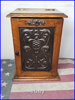 Antique England Oak Tobacco Pipe Cabinet