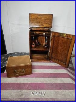 Antique England Oak Tobacco Pipe Cabinet