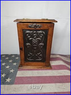 Antique England Oak Tobacco Pipe Cabinet