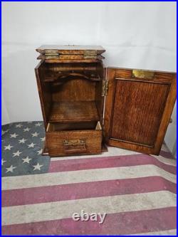 Antique England Oak Tobacco Pipe Cabinet