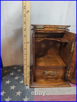Antique England Oak Tobacco Pipe Cabinet