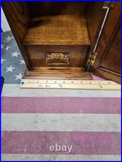 Antique England Oak Tobacco Pipe Cabinet