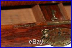 Antique English Oak Cigar Humidor, Early 1900's Registry Number, working key