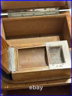 Antique English Sterling & Wood Humidor Cigar Box G Betjemann