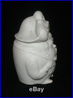 Antique Figural Bisque Porcelain Tobacco Jar Container Humidor Humpty Dumpty
