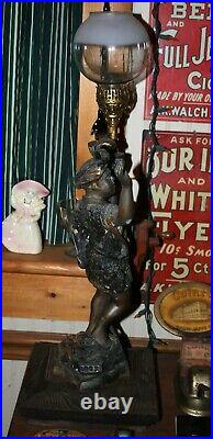 Antique Figural Cigar Store Cast Page Boy Cigar Lamp / Lighter Amazing and Rare
