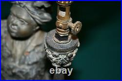 Antique Figural Cigar Store Cast Page Boy Cigar Lamp / Lighter Amazing and Rare