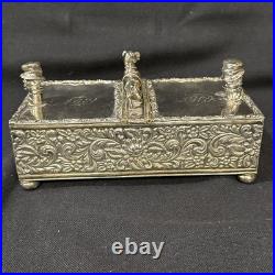 Antique Figural Dog Silverplate Divided Humidor Cigarette Box Kann & Sons Balto