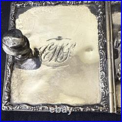 Antique Figural Dog Silverplate Divided Humidor Cigarette Box Kann & Sons Balto