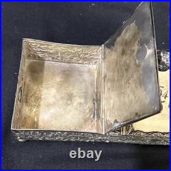 Antique Figural Dog Silverplate Divided Humidor Cigarette Box Kann & Sons Balto