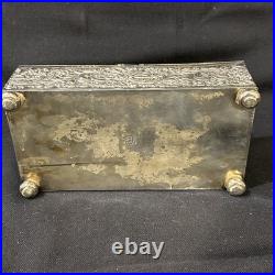 Antique Figural Dog Silverplate Divided Humidor Cigarette Box Kann & Sons Balto