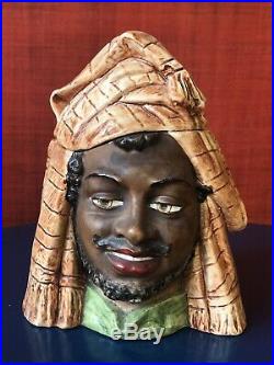 Antique Figural Tobacco Jar Humidor Black Man in Turban