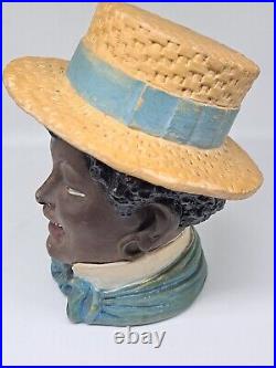 Antique Figural Tobacco Jar Man With Straw Hat Bernard Bloch