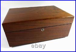 Antique Flame Mahogany Cigar Humidor, Milk Glass Lining-Refinished & Restored