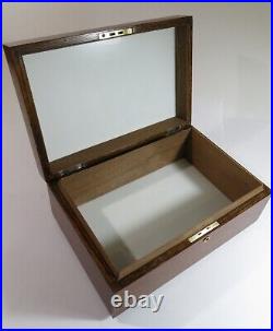 Antique Flame Mahogany Cigar Humidor, Milk Glass Lining-Refinished & Restored