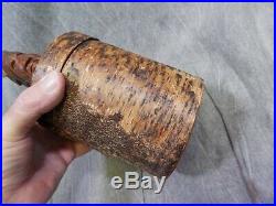 Antique Folk Art Humidor Birch log with hand carved Native American Indian