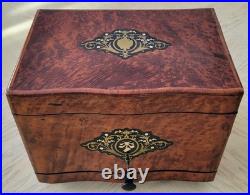 Antique French Burled Wood Cigar Humidor Presenter Napoleon III Period