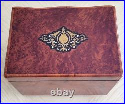 Antique French Burled Wood Cigar Humidor Presenter Napoleon III Period