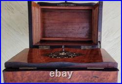 Antique French Burled Wood Cigar Humidor Presenter Napoleon III Period