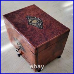 Antique French Burled Wood Cigar Humidor Presenter Napoleon III Period