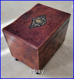 Antique French Burled Wood Cigar Humidor Presenter Napoleon III Period