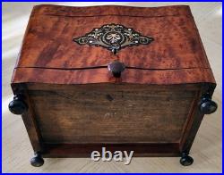 Antique French Burled Wood Cigar Humidor Presenter Napoleon III Period