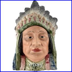 Antique French Majolica Indian Chief Humidor 7 3/4 Tall