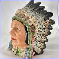 Antique French Majolica Indian Chief Humidor 7 3/4 Tall