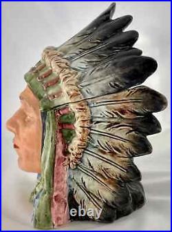 Antique French Majolica Indian Chief Humidor 7 3/4 Tall