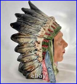 Antique French Majolica Indian Chief Humidor 7 3/4 Tall