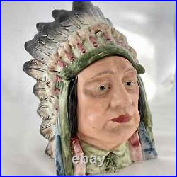 Antique French Majolica Indian Chief Humidor 7 3/4 Tall