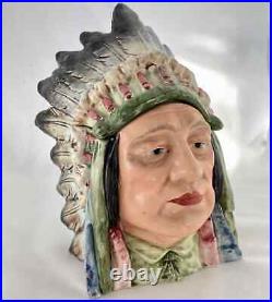 Antique French Majolica Indian Chief Humidor 7 3/4 Tall