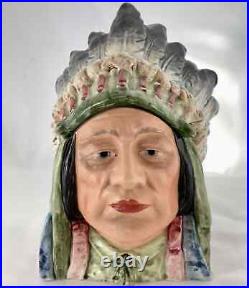 Antique French Majolica Indian Chief Humidor 7 3/4 Tall